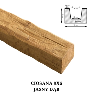 Belka Rustykalna Ciosana 9x6 cm JASNY DĄB